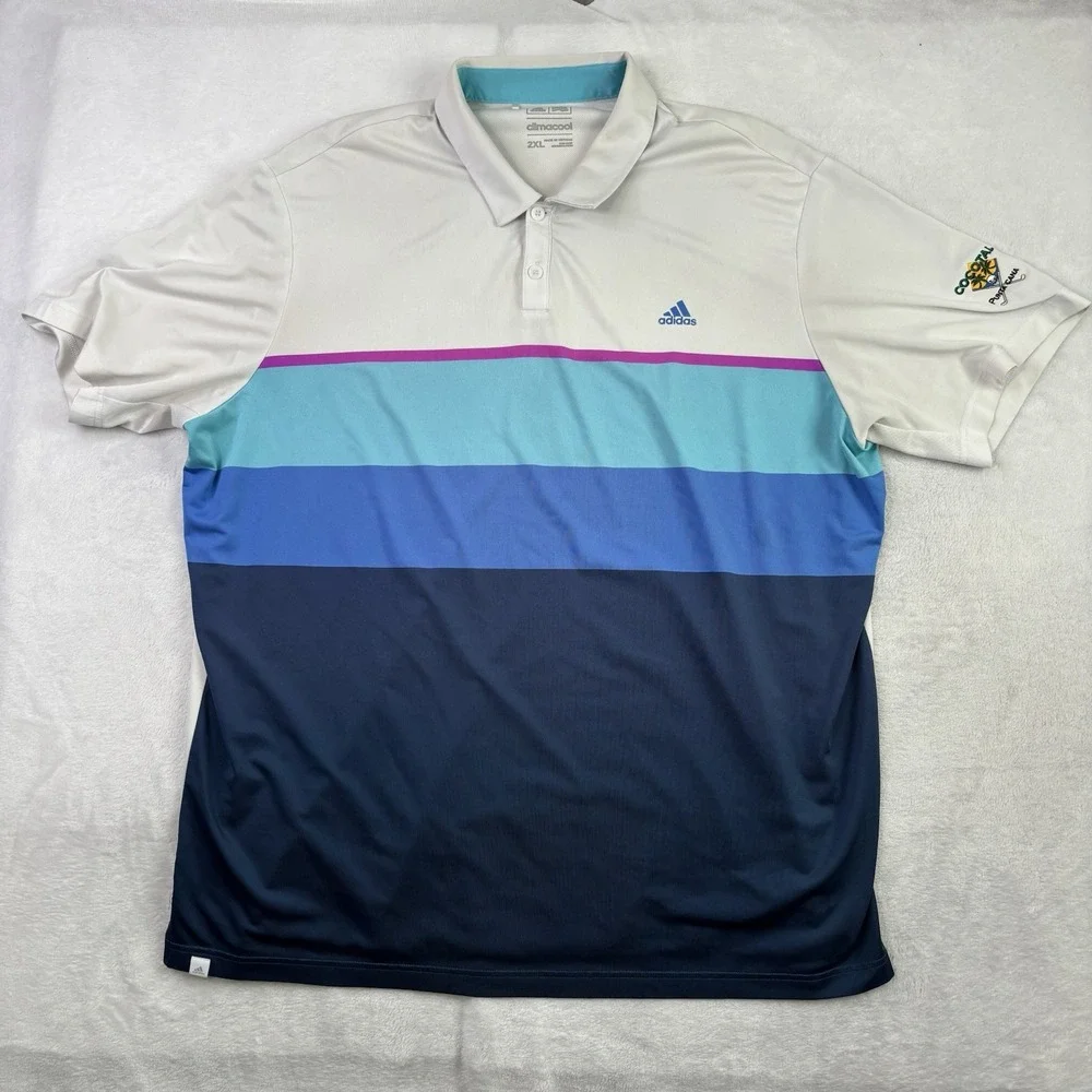 Adidas Cocotal Punta Cana Climacool White Short Sleeve Collared Polo Shirt 2XL